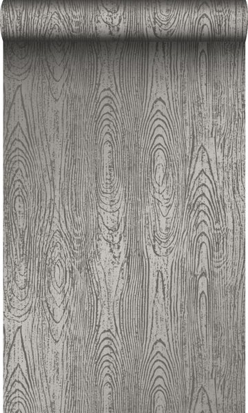 Origin Wallcoverings Tapete Holz-Optik Dunkelgrau - 53 cm x 10,05 m - 347559