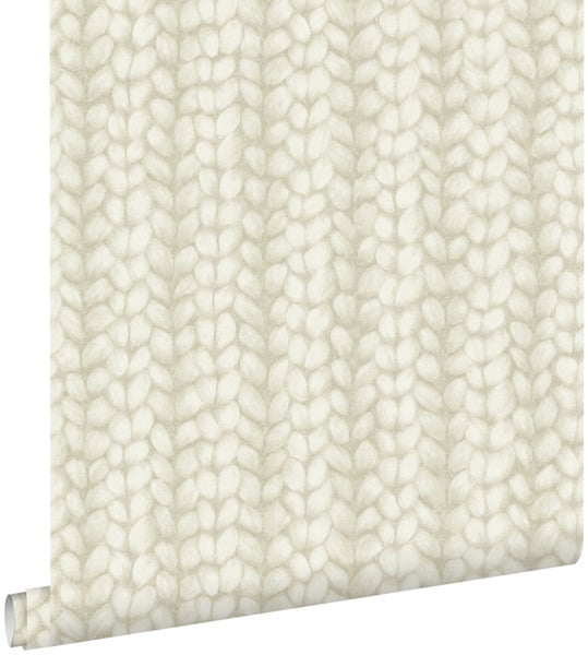 ESTAhome Tapete grob gestricktes Muster Beige - 53 cm x 10.05 m - 148342