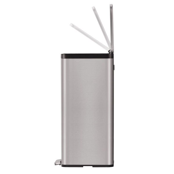 PROREGAL Kompakter und Funktionaler Treteimer Aus Mattgrauem Edelstahl 45 Liter HxBxT 75,3 x 28,6 x 42,8 cm Silber
