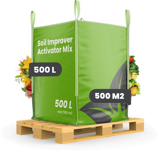 Großpackung Bodenverbesserer Aktivator Mix 500 Liter auf einer Palette