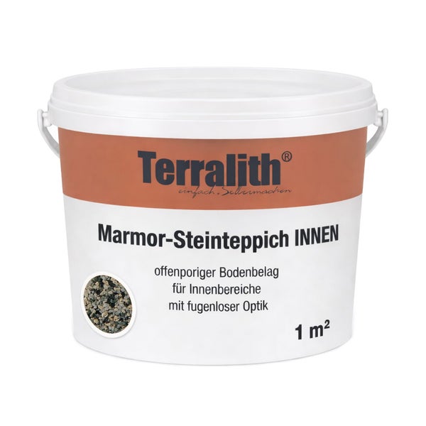 Terralith Marmor-Steinteppich für den Innenbereich, offenporiger Bodenbelag für 1 Quadratmeter.