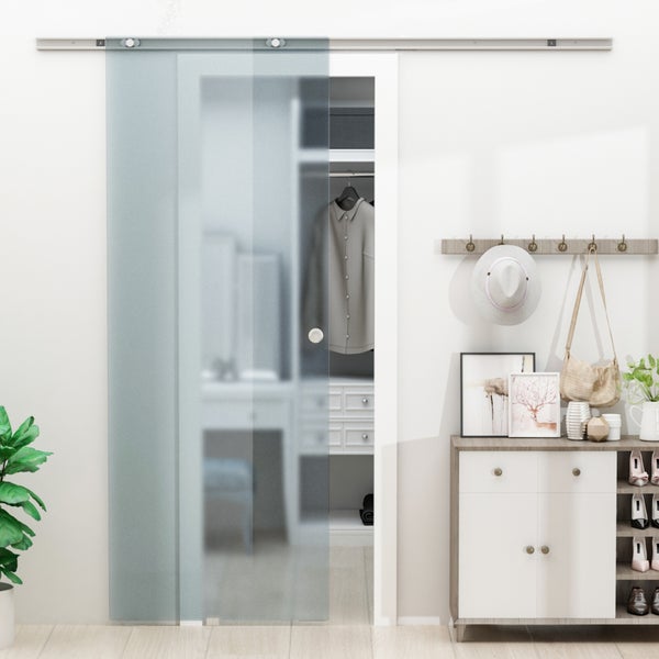 HOMCOM Glasschiebetür Schiebetür Glastür Zimmertür Mattglas 775 / 900 / 1025 x 2050 mm