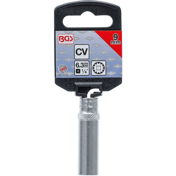 BGS Steckschlüssel-Einsatz Gear Lock tief Antrieb Innenvierkant 6,3 mm (1/4) SW 9 mm - 10159