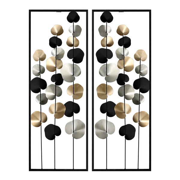 Wandrelief GILDE 2er Set RANKEN Dekoobjekte gold-schwarz-silber Höhe 84cm Metall