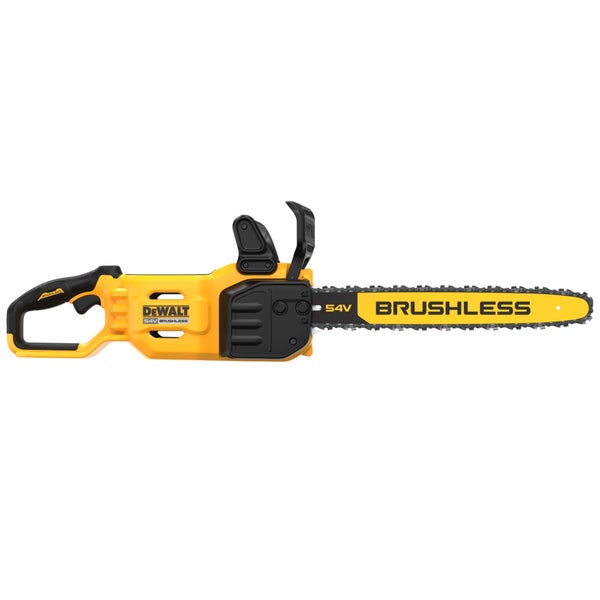 DeWalt Akku-Kettensäge mit 54 Volt und bürstenlosem Motor.