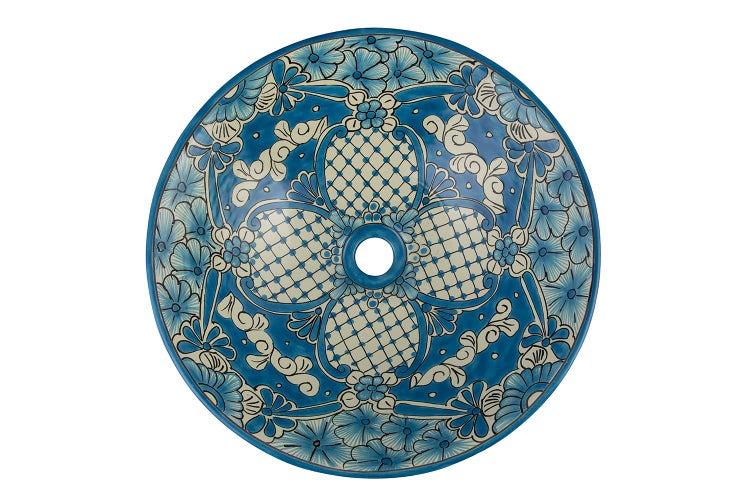 Rundes Waschbecken mit floralem Muster für das Badezimmer