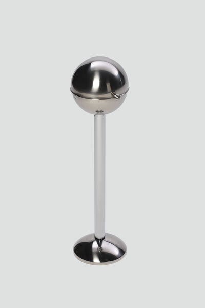 PROREGAL Klassischer Kugelascher Mit Kippensieb Mit Standfuß HxBxT 30 x 26 x 26 cm Edelstahl