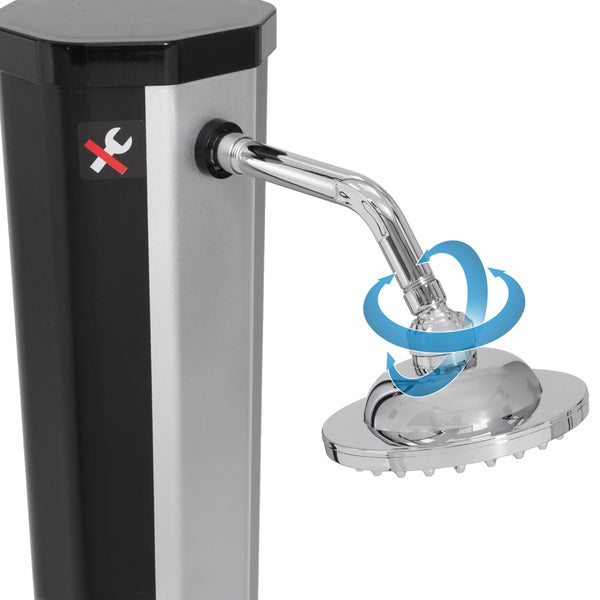 ML-Design Solardusche 35L 217cm eckig mit Fußdusche und Regenduschkopf, Silber-Schwarz, warmes Wasser bis 60°C ohne Strom, mit Gartenschlauch-Anschluss, Gartendusche Außendusche Pooldusche Regendusche