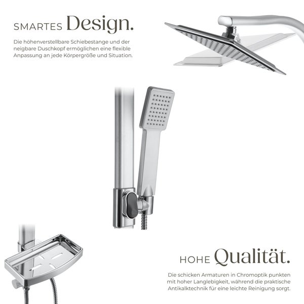 Seniorenbadewanne mit Glastür und Duschwand aus Glas in einem hellen Badezimmer, erhältlich als Variante Rechts oder Links.