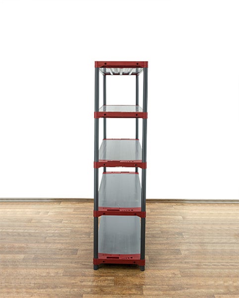 PROREGAL Kunststoffregal Grey Bear Tall HxBxT 180 x 140 x 46 cm Fachlast 70 kg Grau/Rot