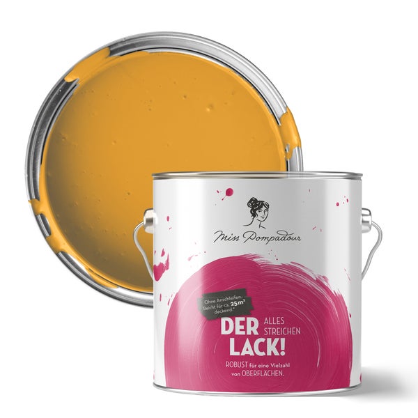 Farbeimer geöffnet mit gelber Farbe von Miss Pompadour