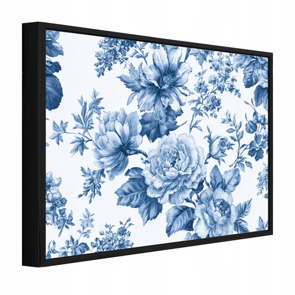 Wandbild mit Blumenmuster im Rahmen in Schrägansicht