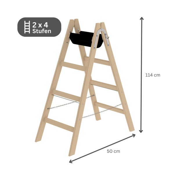 PROREGAL Sprossen-Stehleiter Holz 2 x 4 Sprossen