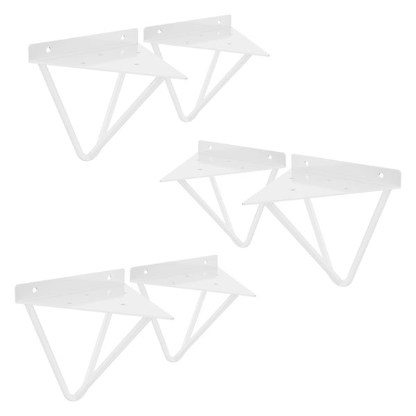 ML-Design 6 Stück Regalhalterung 160 mm, Weiß, aus Metall, Dreieckige Regalhalterungen, Schwebe Regalwinkel, Haarnadel Wandhalterung, Prisma Regalträger für Wandmontage, Hairpin Wandregal Wandkonsole
