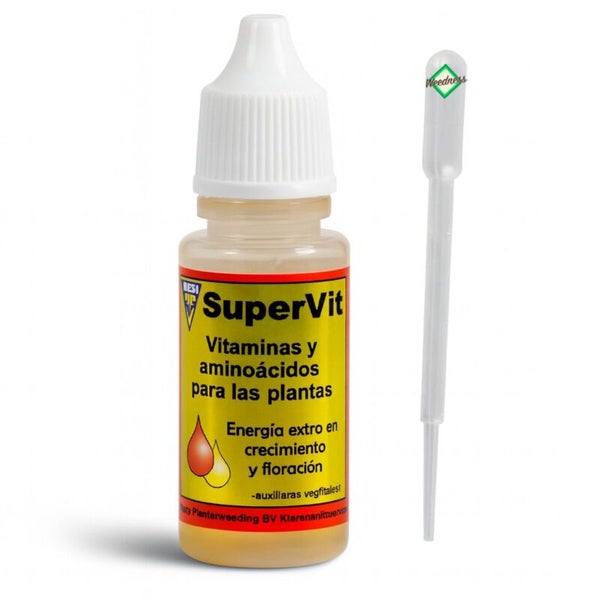 HESI SuperVit Pflanzenvitamine und Aminosäuren in einer Tropfflasche mit einer separaten Pipette.