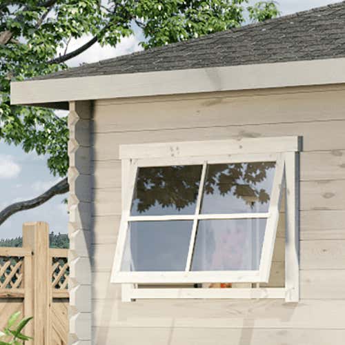 Alpholz 5-Eck Gartenhaus Sunny-B aus Massivholz Grau (Imprägnierung)| Gerätehaus mit 28 mm Wandstärke, Garten Holzhaus inklusive Montagematerial, Geräteschuppen Größe: 250 x 250 cm, Spitzdach