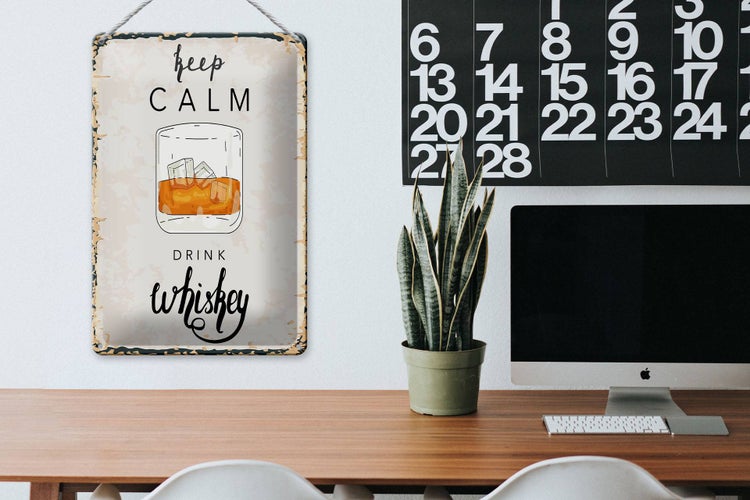 Blechschild Spruch Alkohol Keep Calm Drink Whisky 20x30cm