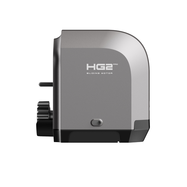 Schiebetorantrieb HG2 Pro mit Antriebsritzel und grauem Gehäuse.