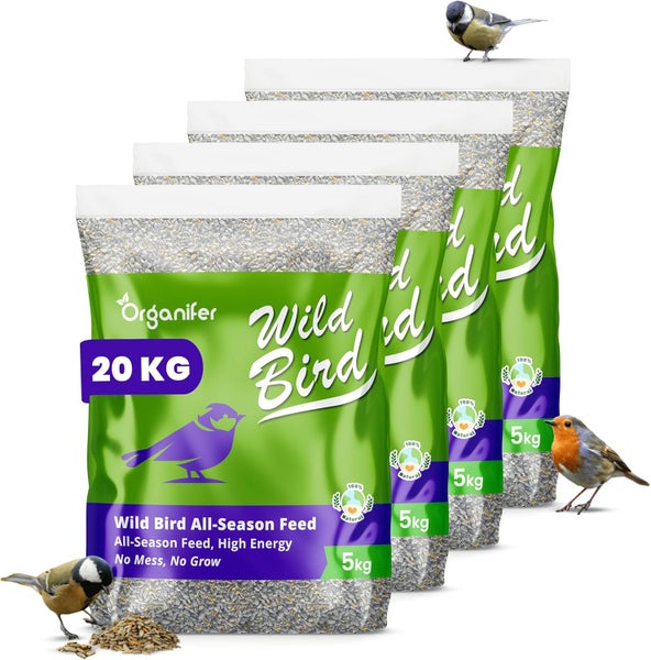 Vogelfutter für Gartenvögel – Hochenergie, Kein Abfall, Keine Keimung (20 kg) - Organifer