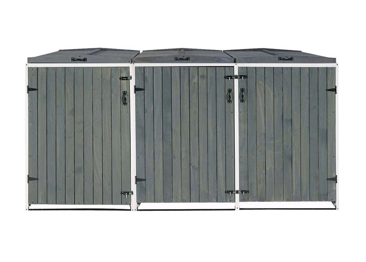 Drei Mülltonnenboxen aus Holz