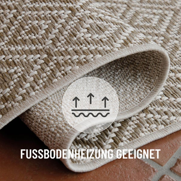Strukturierter Teppich, geeignet für Fußbodenheizung.