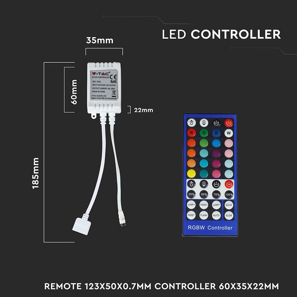 LED-Controller mit Fernbedienung und Maßangaben