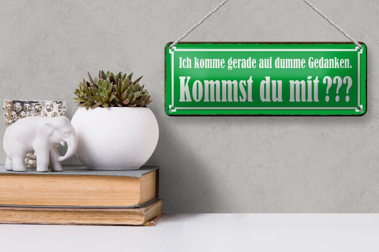 Blechschild Spruch 27x10cm kommst du mit auf dumme Gedanken Dekoration
