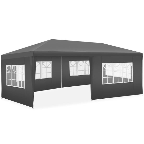 Großes Gartenpavillon mit Seitenwänden und Fensteröffnungen für Außenbereiche