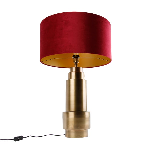 Tischleuchte mit Textilschirm und Metallfuß