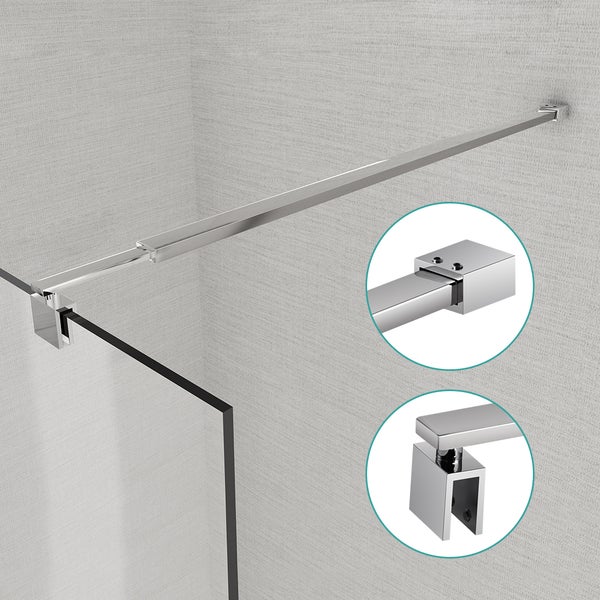 Walk-in-Dusche EMKE  Wandhalterung Duschwand Stabilisator Dusche Duschwand Stabilisierungsstange Edelstahl 700-1200mm Eckig