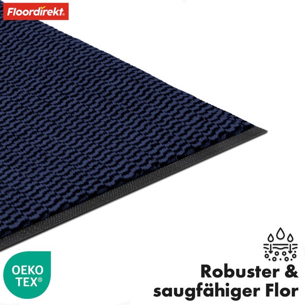 FLOORDIREKT Schmutzfangmatte - SKY Novo - PVC-frei - Extra Halt & Langlebigkeit - Blau - 90 x 120 cm