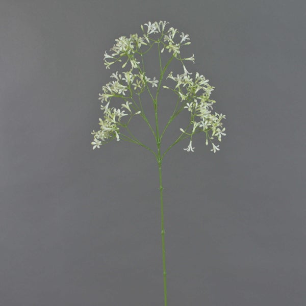 Künstlicher Zweig mit kleinen weißen Blüten, dekorative Kunstpflanze für Vasen.