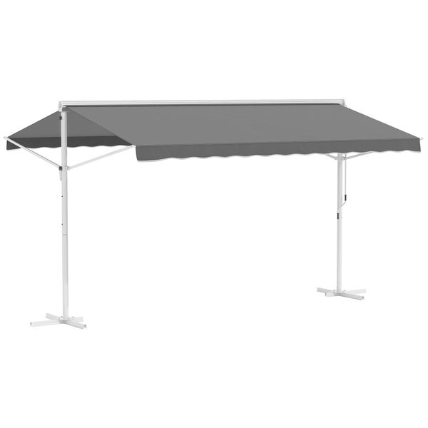 Outsunny Standmarkise, 450cm x 340cm x255cm, Metall+Polyester, Grau