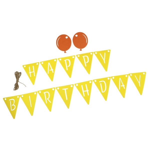 Dekoratives Geburtstagsparty-Banner mit Ballons und dem Schriftzug 'Happy Birthday'.