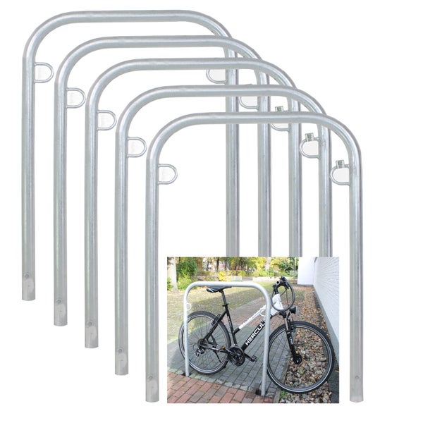 Fünf Fahrradbügel zur sicheren Fahrradaufbewahrung