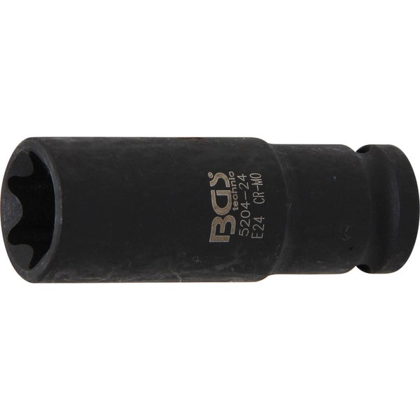 BGS Kraft-Steckschlüssel-Einsatz E-Profil, tief Antrieb Innenvierkant 12,5 mm (1/2) SW E24 mm - 5204-24
