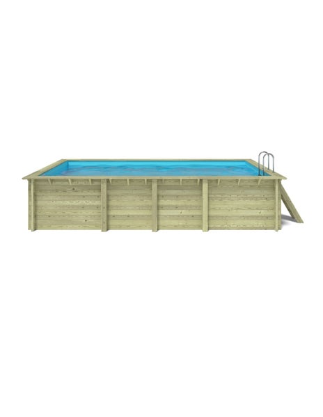 Rechteckiger Holzpool mit Leiter