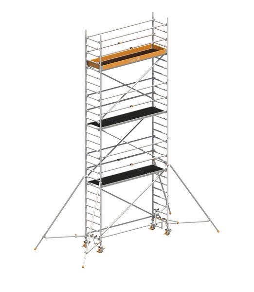 Rollgerüst mit Arbeitsflächen und Stützstreben
