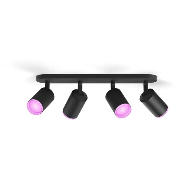 Philips Hue Bluetooth White & Color Ambiance Deckenspot Fugato in Schwarz 4x GU10 4,2W 350lm