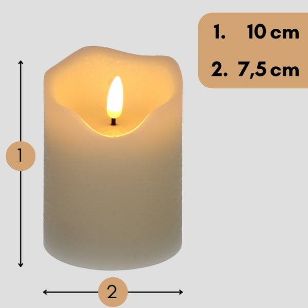 Dekorative LED Kerze mit einer Höhe von 10 cm und einem Durchmesser von 7,5 cm