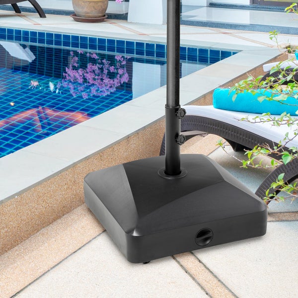 Outsunny Sonnenschirmständer mit Rollen Schirmständer für Ø38/48 mm Schirmstange, Sonnenschirmfuß mit 43kg Wasser/ 60kg Sand befüllbar, Metall, Schwarz