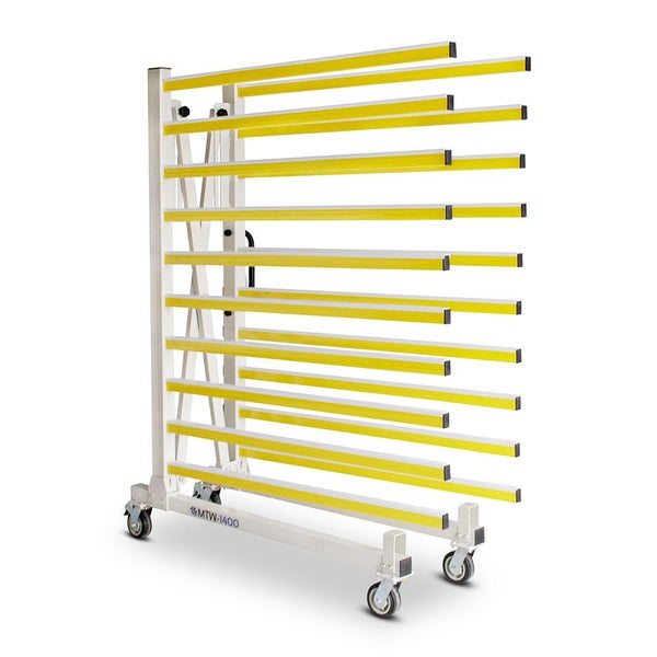 Trockengestell für Werkstücke mit mehreren Ablageflächen und Rollen