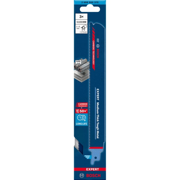 Bosch Expert S1155 HHM Säbelsägeblatt für dickes Metall, Dreierpack