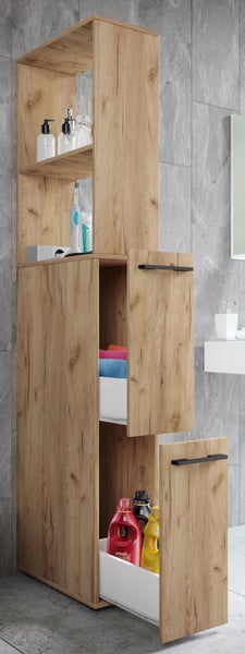 Holz Badmöbel Nischenschrank Schublade Sadilo XL