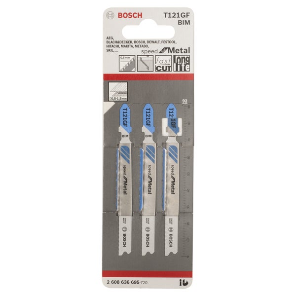 Bosch 3x Stichsägeblatt T 121 GF Speed for Metal - 2608636695