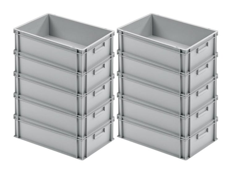 PROREGAL Eurobehälter Mit Geschlossenem Griff HxBxT 17,5 x 40 x 60 cm 30 Liter Grau Eurobox Transportbox Transportbehälter Stapelbehälter