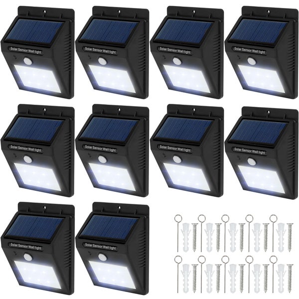 10er-Set Solarlampe mit Bewegungsmelder tectake  Erfassungswinkel 120° 9,7 x 5,1 x 12,4 cm