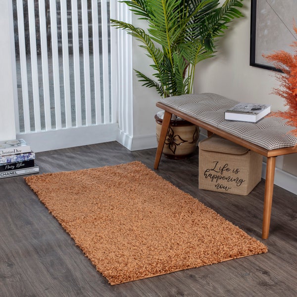Moderner Hochfloriger Shaggy Teppich Terracotta 80x150 cm LILLY