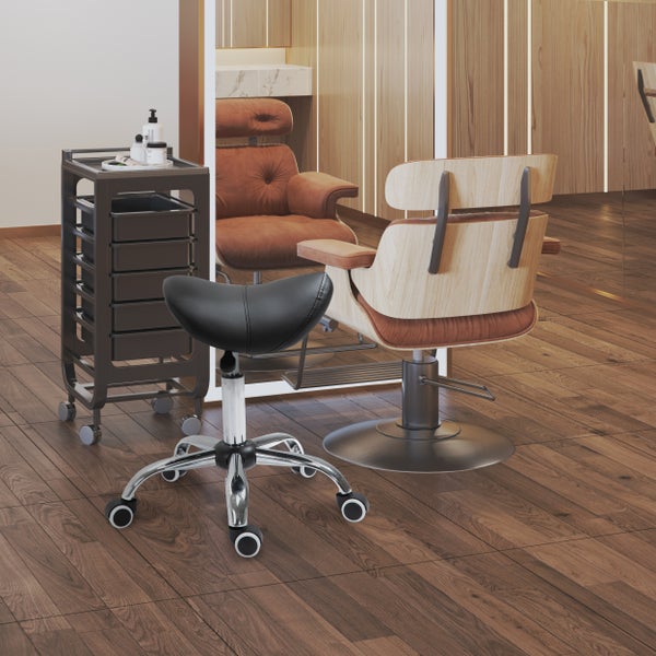 HOMCOM Sattelhocker, 52L x 53B x 49-61H cm, PU, Schwarz