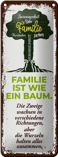 Blechschild Spruch Familie ist wie ein Baum 10x27cm Dekoration